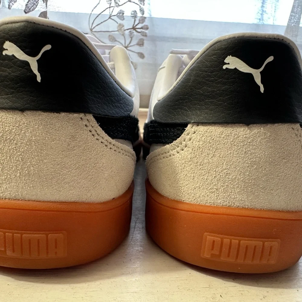 Puma Club 5v5 Beige Suede w/ White & Black Leather Sneakers - Picture 4 of 9